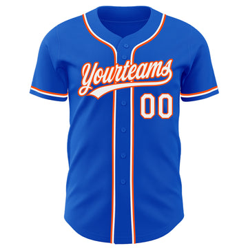 Custom Thunder Blue White-Orange Authentic Baseball Jersey