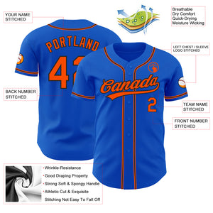 Custom Thunder Blue Orange-Black Authentic Baseball Jersey