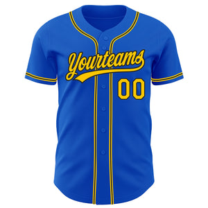 Custom Thunder Blue Yellow-Black Authentic Baseball Jersey