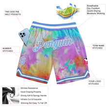 Load image into Gallery viewer, Custom Tie Dye Light Blue-White 3D Authentic Basketball Shorts
