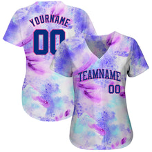 Load image into Gallery viewer, Custom Tie Dye Royal-Pink 3D Authentic Baseball Jersey
