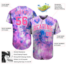 Load image into Gallery viewer, Custom Tie Dye Pink-White 3D Authentic Baseball Jersey
