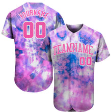 Load image into Gallery viewer, Custom Tie Dye Pink-White 3D Authentic Baseball Jersey

