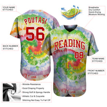 Load image into Gallery viewer, Custom Tie Dye Red-White 3D Authentic Baseball Jersey
