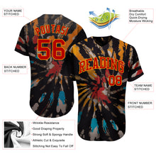 Load image into Gallery viewer, Custom Tie Dye Red-Gold 3D Authentic Baseball Jersey

