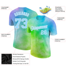 Load image into Gallery viewer, Custom Tie Dye Light Blue-White 3D Rainbow Performance T-Shirt
