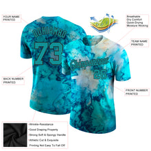 Load image into Gallery viewer, Custom Tie Dye Aqua-Black 3D Performance T-Shirt
