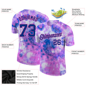 Custom Tie Dye Royal-Pink 3D Performance T-Shirt