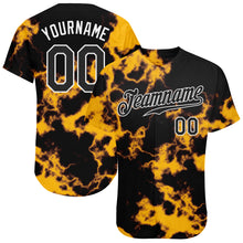 Load image into Gallery viewer, Custom Tie Dye Black-White 3D Authentic Baseball Jersey
