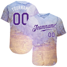 Load image into Gallery viewer, Custom Tie Dye Purple-White 3D Authentic Baseball Jersey
