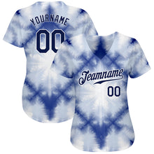 Load image into Gallery viewer, Custom Tie Dye Navy-White 3D Shibori Authentic Baseball Jersey
