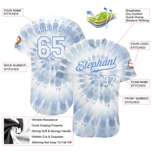 Custom Tie Dye White-Light Blue 3D Watercolor Authentic Baseball Jersey