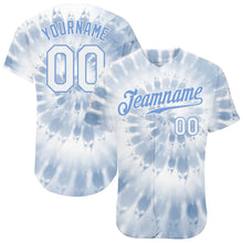 Load image into Gallery viewer, Custom Tie Dye White-Light Blue 3D Watercolor Authentic Baseball Jersey
