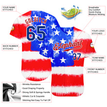 Load image into Gallery viewer, Custom Tie Dye Royal-Red 3D American Flag Authentic Baseball Jersey
