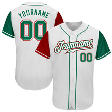 Load image into Gallery viewer, Custom White Kelly Green-Red Authentic Two Tone Baseball Jersey
