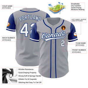 Custom Gray White-Royal Authentic Two Tone Baseball Jersey