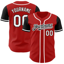 Load image into Gallery viewer, Custom Red White-Black Authentic Two Tone Baseball Jersey
