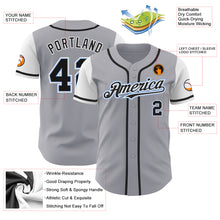 Load image into Gallery viewer, Custom Gray Black-Light Blue Authentic Two Tone Baseball Jersey
