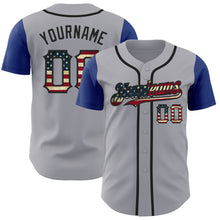 Load image into Gallery viewer, Custom Gray Vintage USA Flag Royal-Black Authentic Two Tone Baseball Jersey
