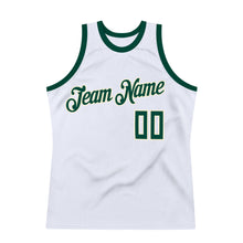 Load image into Gallery viewer, Custom White Hunter Green-Cream Authentic Throwback Basketball Jersey

