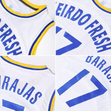 Load image into Gallery viewer, Custom White Royal-Red Authentic Throwback Basketball Jersey
