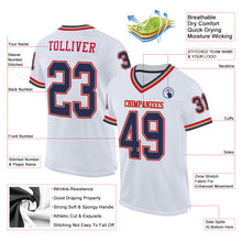 Load image into Gallery viewer, Custom White Navy-Red Mesh Authentic Throwback Football Jersey
