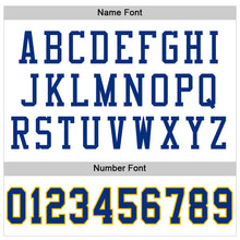 Load image into Gallery viewer, Custom White Royal-Gold Mesh Authentic Throwback Football Jersey
