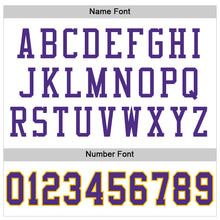 Load image into Gallery viewer, Custom White Purple-Gold Mesh Authentic Throwback Football Jersey
