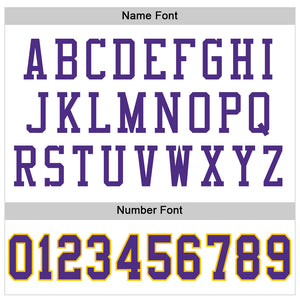 Custom White Purple-Gold Mesh Authentic Throwback Football Jersey