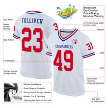Load image into Gallery viewer, Custom White Red-Royal Mesh Authentic Throwback Football Jersey
