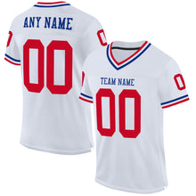 Load image into Gallery viewer, Custom White Red-Royal Mesh Authentic Throwback Football Jersey
