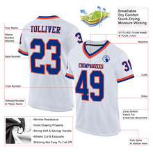 Load image into Gallery viewer, Custom White Royal-Orange Mesh Authentic Throwback Football Jersey
