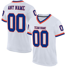 Load image into Gallery viewer, Custom White Royal-Orange Mesh Authentic Throwback Football Jersey
