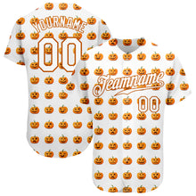 Load image into Gallery viewer, Custom White White-Texas Orange 3D Pattern Design Halloween Pumpkins Funny Faces Authentic Baseball Jersey
