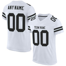 Load image into Gallery viewer, Custom White Black-Silver Mesh Authentic Football Jersey
