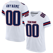 Load image into Gallery viewer, Custom White Navy-Scarlet Mesh Authentic Football Jersey
