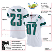 Load image into Gallery viewer, Custom White Midnight Green-Black Mesh Authentic Football Jersey
