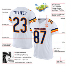 Load image into Gallery viewer, Custom White Navy-Orange Mesh Authentic Football Jersey
