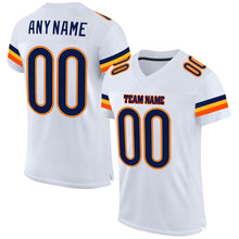 Load image into Gallery viewer, Custom White Navy-Orange Mesh Authentic Football Jersey
