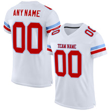 Load image into Gallery viewer, Custom White Red-Light Blue Mesh Authentic Football Jersey
