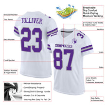 Load image into Gallery viewer, Custom White Purple-Gray Mesh Authentic Football Jersey
