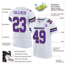 Load image into Gallery viewer, Custom White Purple-Old Gold Mesh Authentic Football Jersey
