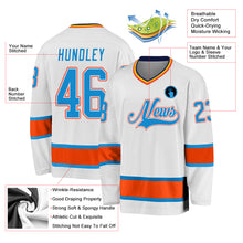 Load image into Gallery viewer, Custom White Blue-Orange Hockey Jersey
