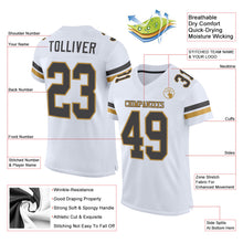 Load image into Gallery viewer, Custom White Steel Gray-Old Gold Mesh Authentic Football Jersey
