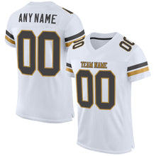 Load image into Gallery viewer, Custom White Steel Gray-Old Gold Mesh Authentic Football Jersey

