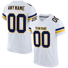 Load image into Gallery viewer, Custom White Navy-Gold Mesh Authentic Football Jersey
