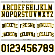 Load image into Gallery viewer, Custom White Black Pinstripe Black-Gold Authentic Basketball Shorts

