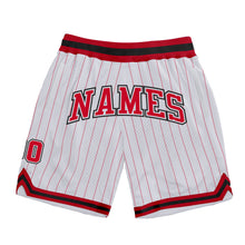 Load image into Gallery viewer, Custom White Red Pinstripe Red-Black Authentic Basketball Shorts
