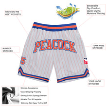 Load image into Gallery viewer, Custom White Orange Pinstripe Orange-Royal Authentic Basketball Shorts
