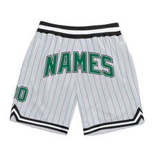 Load image into Gallery viewer, Custom White Kelly Green Pinstripe Kelly Green-Black Authentic Basketball Shorts
